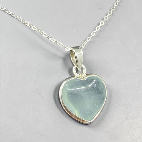 Infinia Jewelry LLC Jewelry - Natural Aquamarine Heart Pendant Necklace 925 Sterling Silver 18 inch Chain